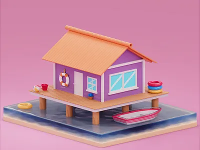 3D Houses Commission for Freepik 3d 3d art animation branding cinema4d design illustration