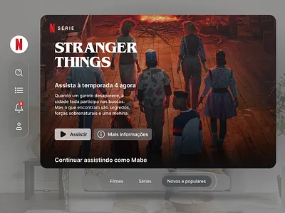 Streaming App UI: Spatial Glass, Stranger Things Concept card design concept figma glass ui media player netflix ott spatial ui stranger things streaming app ui tv app ui design