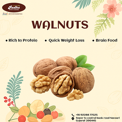 Walnut Benefits – Nutrition Awareness Post ad creative branding food promotion instagram post packaging grocery product design social media wellness nutrition
