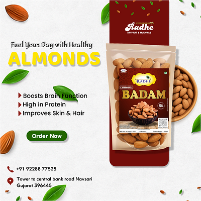 Social Media Product Design | Radhe Dryfruits ad creative branding design food promotion graphic design product design social media
