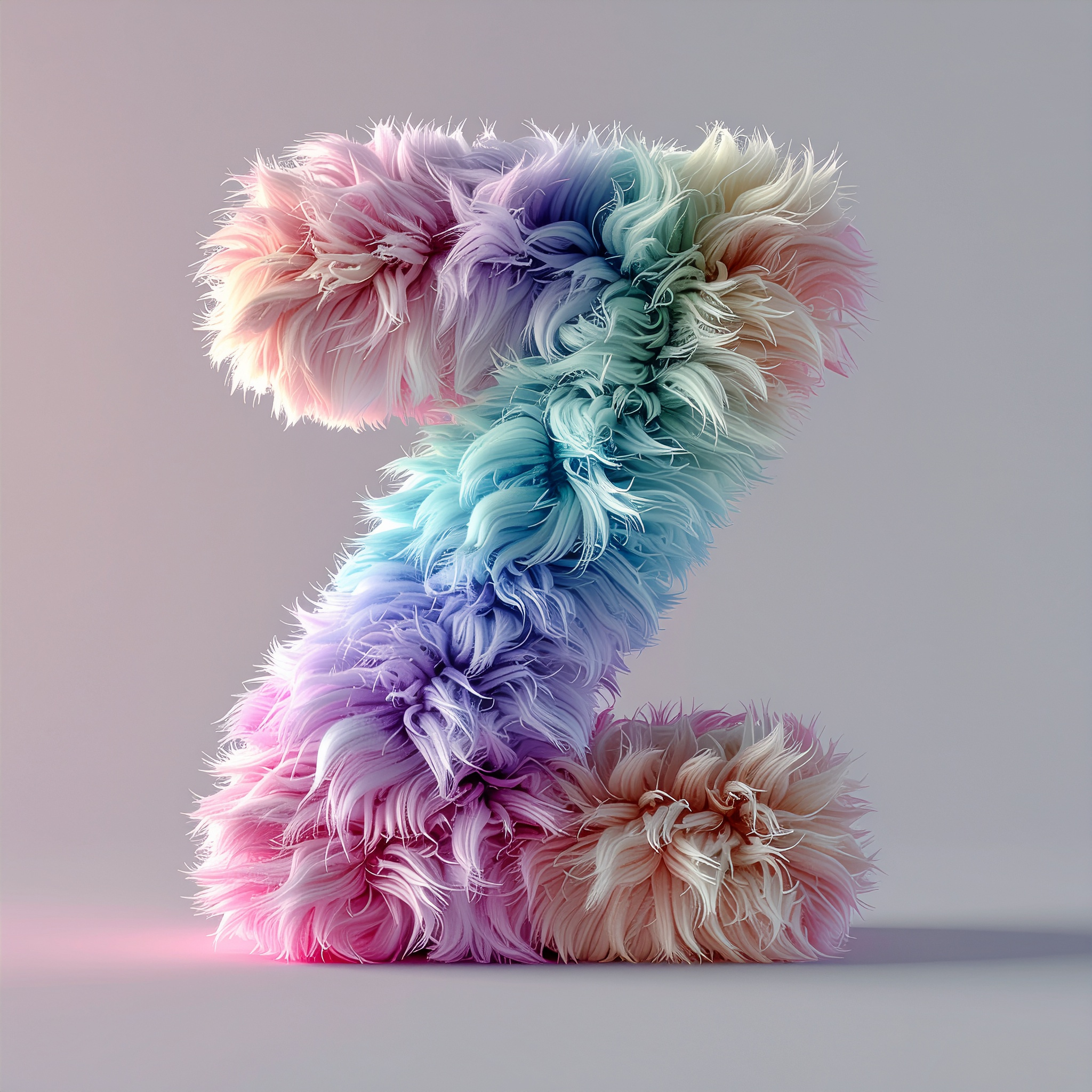 Furry Letter Z — 3D Typographic Experiment 3d alphabet art cgi design experimental fluffy furry lettering pastel render type typography