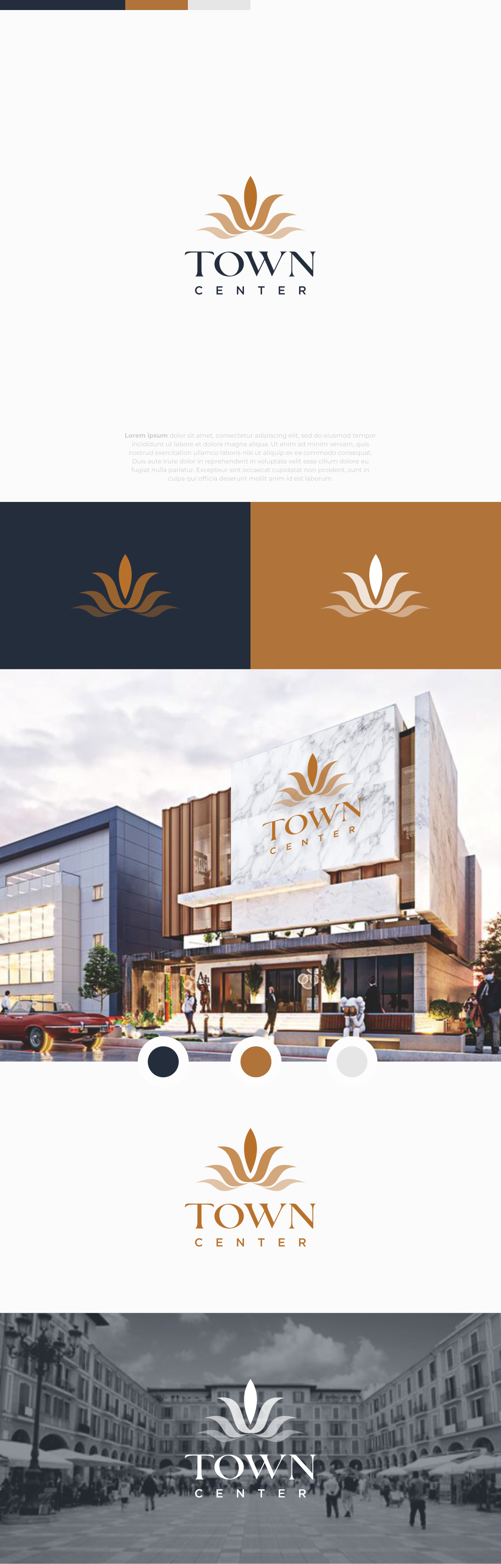 Elegant Luxury Logo Design for Town Center architectural branding branding graphic design logo designer luxury logo modern logo design premium logo design real estate logo town center
