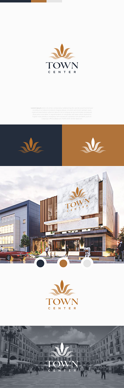 Elegant Luxury Logo Design for Town Center architectural branding branding graphic design logo designer luxury logo modern logo design premium logo design real estate logo town center