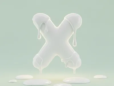 Milky Letter X — Fluid 3D Alphabet Series 3d alphabet cgi design fluid letter milk minimal pastel render typography