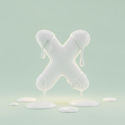 Milky Letter X — Fluid 3D Alphabet Series 3d alphabet cgi design fluid letter milk minimal pastel render typography