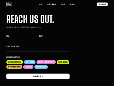 Contact Page – Fabric Mastery clean design contact page dark ui framer ui ux web design