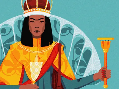 Tarot Deck, Arcana Minor - King of Cups adobe illustrator blue contrast crown daily art deck flat design geometric gold illustration king of cups orange patterns playing cards stylized tarot vector vector illustration women yellow