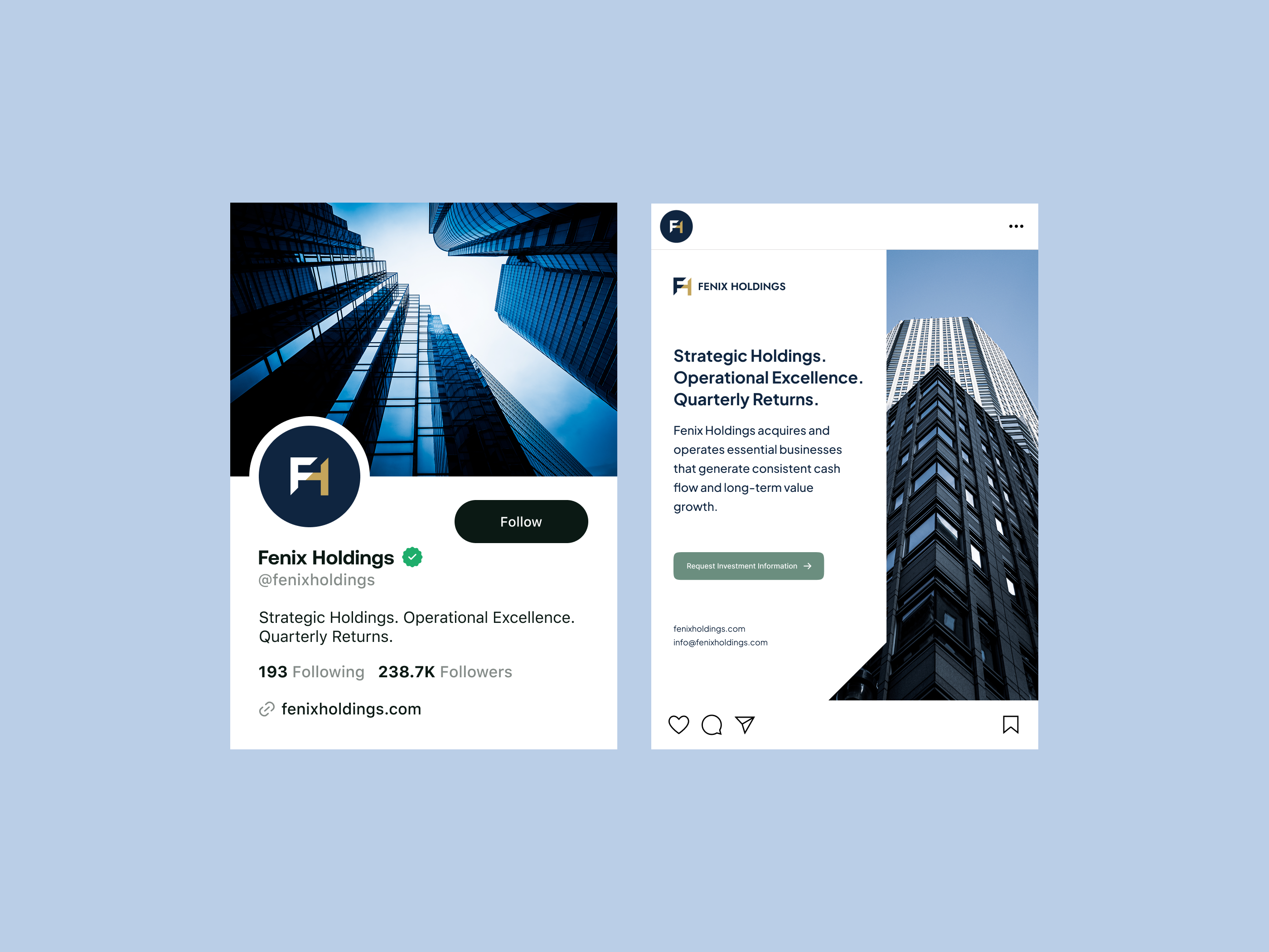 Fenix Holdings — Sleek Social Media Concept branding design content design digital design digital post finance design graphic design instagram post landing page minimal design modern design motion graphics post design post template product design responsive design social campaign social media design social post ui design web design