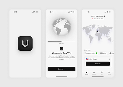 VPN App – Mobile Design clean design ios design mobile design product design ui ux vpn vpn app