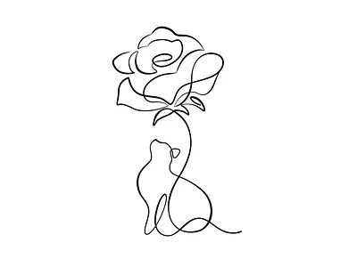 Cat with rose one line art abstrackt line art canada continuous line art custom line art fine line art gift idea hand made illustration illustration art line a line art mamury one line art cat out line pet reels tattoo unique gift usa victor line art