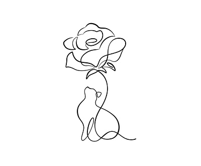 Cat with rose one line art abstrackt line art canada continuous line art custom line art fine line art gift idea hand made illustration illustration art line a line art mamury one line art cat out line pet reels tattoo unique gift usa victor line art