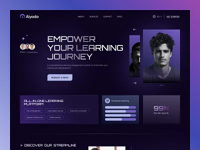 UI concept for "Learning Management System" website header aesthetic clean layout clean ui creative design designers choice elegant famous shots header home page landing page management minimal popular popular design popular shot popular works professional design ui ux web design