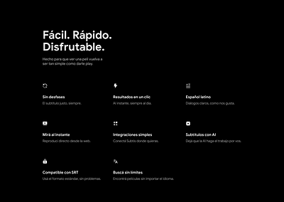 Subtis 2.0 clean dark design features icons minimal product ui ux web website