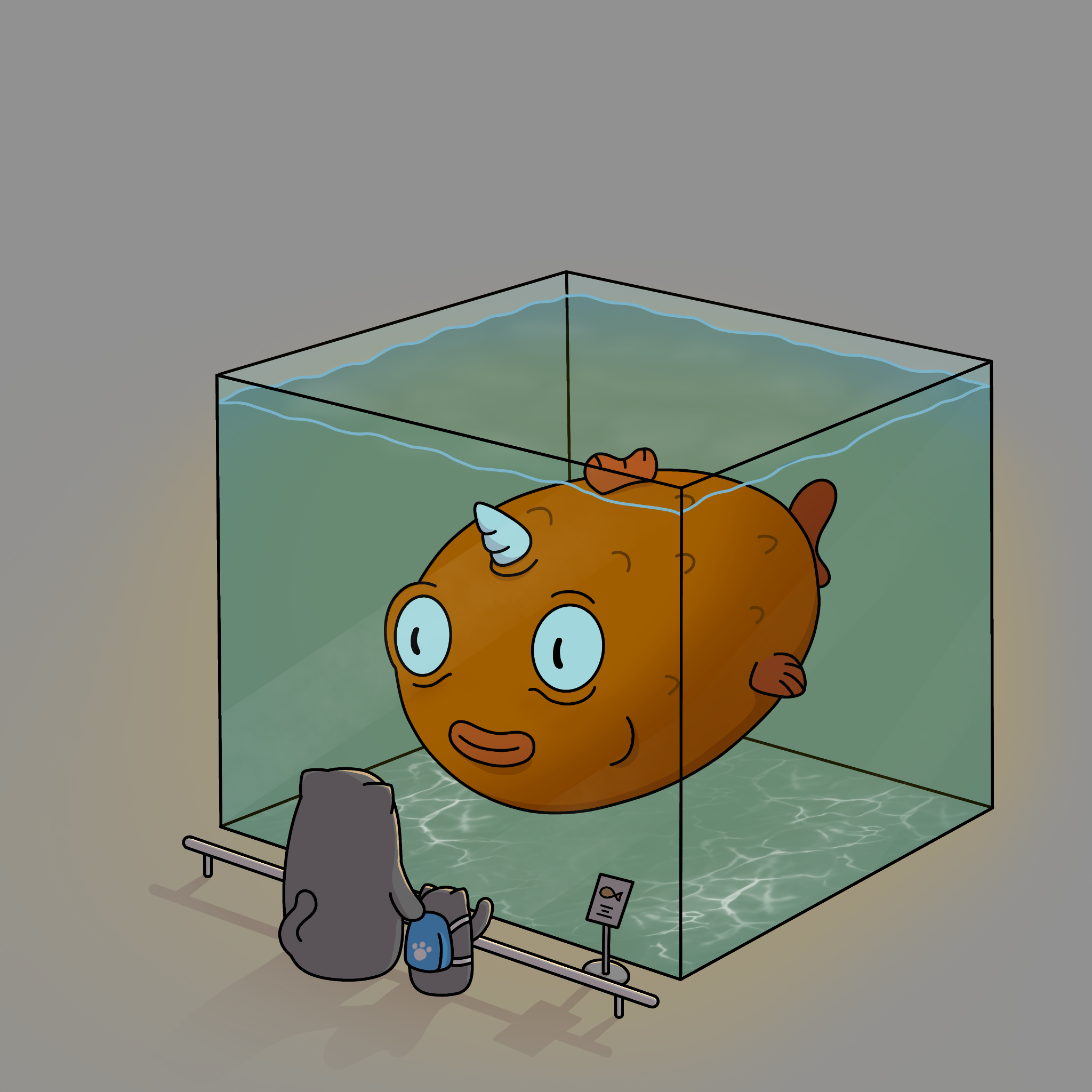 Cats at the Aquarium aquarium cat cats cats at the aquarium digital drawing funny glow gold fish illustration lol magic procreate unicorn