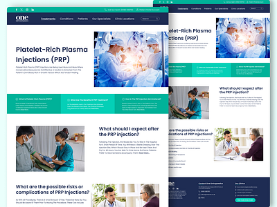 PRP Treatment Page — Modern Medical UI for One Orthopaedics clean medical ui clinic uxui conversion focused ui figma layout grid figma ux healthcare ux case study healthcare website design hospital landing page medical branding website medical ui design modern healthcare website orthopaedic web design patient experience design professional healthcare ui prp treatment page responsive medical web design user centric medical design ux for trust uxui for doctors web design for clinics