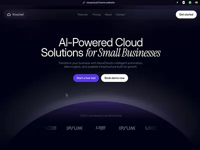 Hero section for Novacloud framer Temp ai ai cloud ai saas ai saas landing page dark website framer hero section hero section design landing page landing page design saas website uixamjad