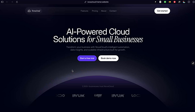 Hero section for Novacloud framer Temp ai ai cloud ai saas ai saas landing page dark website framer hero section hero section design landing page landing page design saas website uixamjad