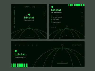 Bitchat Brand Redesign Concept 8 bit app design barcode branding chat development geist mono green icons illustration ios line drawing mobile app monospace neon pixels ui uiux ux world