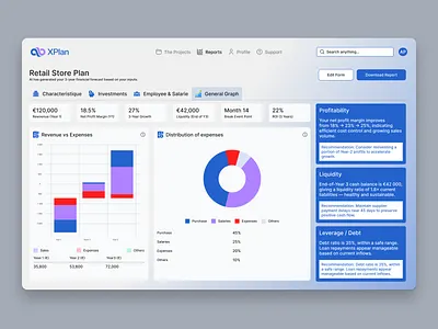XPlan Ai Business Plan -Data Visualization Dashboard ai dashboard ai product business business plan business report futuristic interface minimalistic product design saas saas dashboard saas product saas website saas website dashboard ui web app design web design website website dashboard