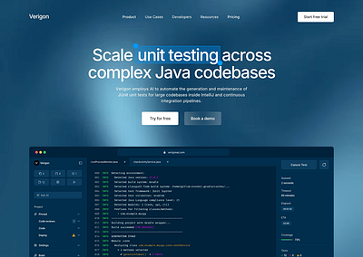 Hero Section Design – Verigon developer tools framer gradient hero section product design saas ui ux web design