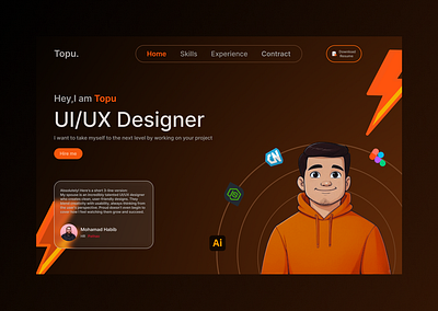⚡Portfolio Website Hero Section apps design design figma graphic design hero sectiion illustration protfolio ui ux web design