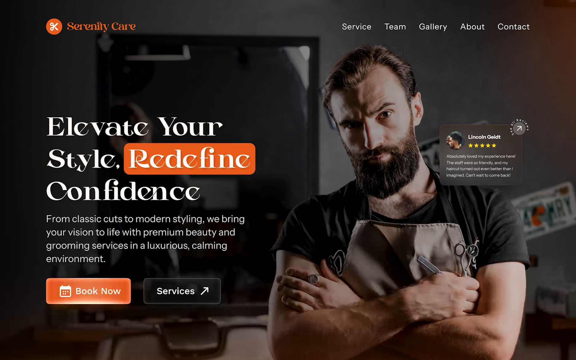 Example of Premium Salon & Spa Booking Website UI