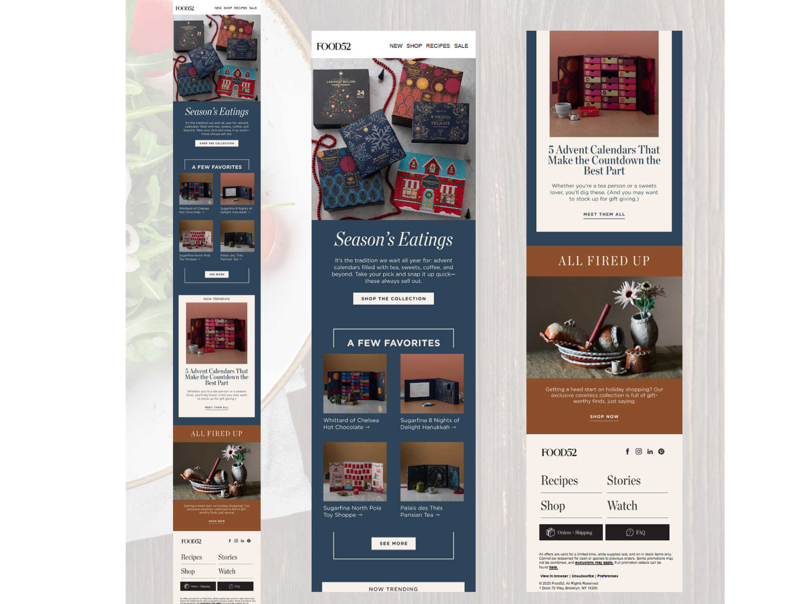 Holiday Email Campaign Design – Food52-Inspired Advent Calendar automation banner design canva email design email marketing email template design figma food industries graphic design klaviyo klaviyo flows mailchimp newsletter design premium email design