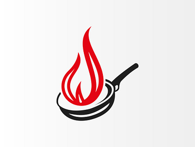 Wok Pan with Fire Kitchen Logo Design chinesse food cooking design fire fire food logo food logo frying pan icon kitchen logo logo design logomark pan restaurant logo wok wok logo