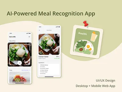 UI UX Design for AI-Powered Meal Recognition App | Web & Mobile ai ai driven api calories camera case study desktop adaptation fitness food food scan health meal scunning mobile adaptation nutrients photo analysis smart tracking web web app