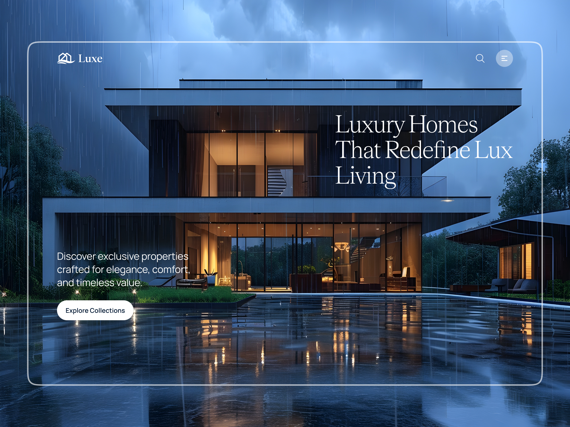 Example of Luxury Real Estate Web Design — Modern House & Property Sell UI