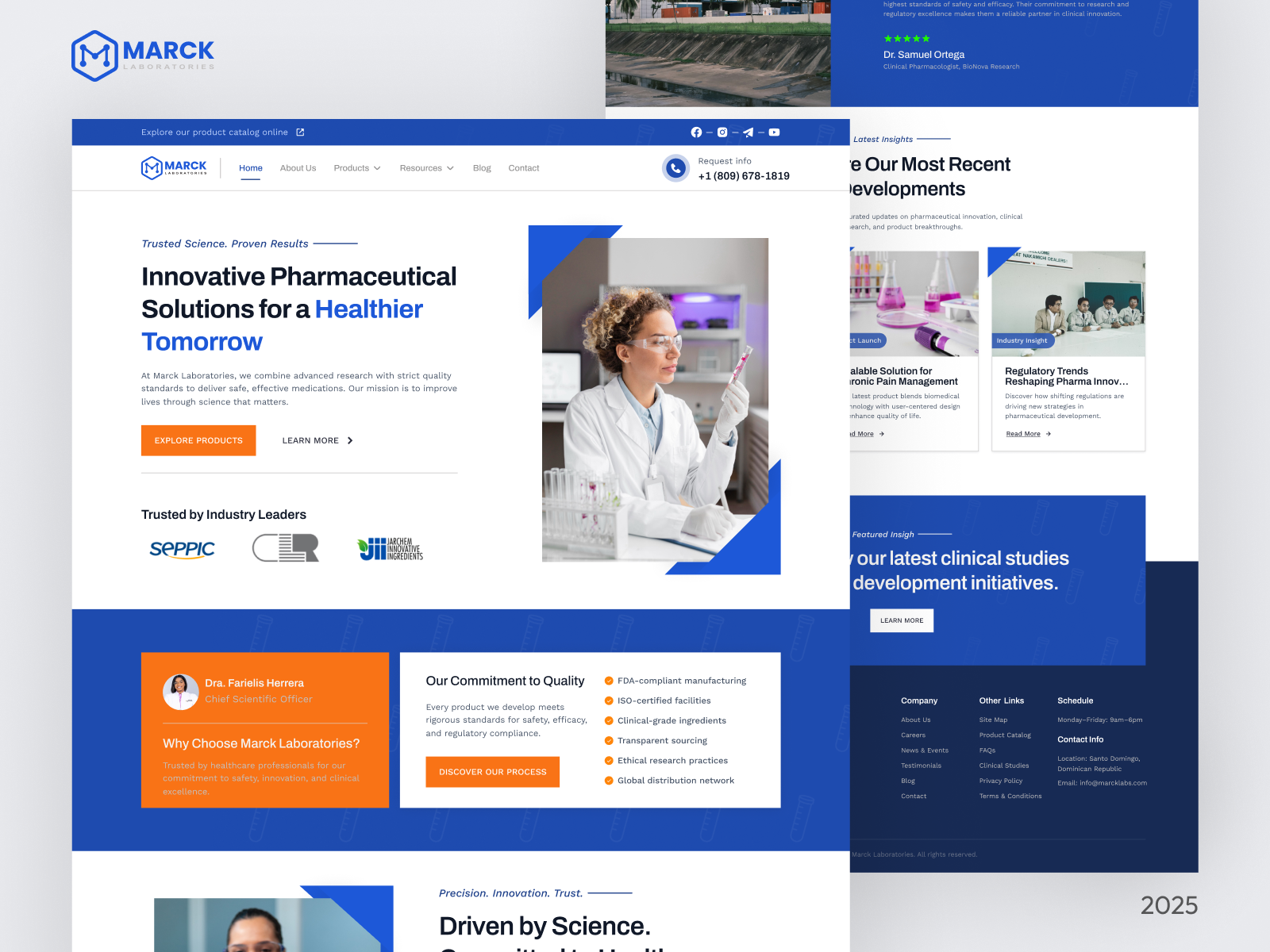 Marck Laboratories - Pharma Laboratory Landing Page branding design figma hospital illustration laboratory landing landing page medical pharma ui website