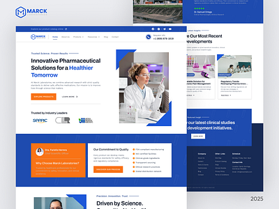 Marck Laboratories - Pharma Laboratory Landing Page branding design figma hospital illustration laboratory landing landing page medical pharma ui website