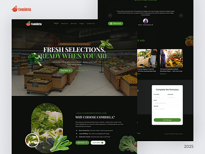 Comidela — UI Concept for a Local Food Marketplace (Dark Mode) branding comidela dark mode design figma food landing landing page market minimalist pagina web website