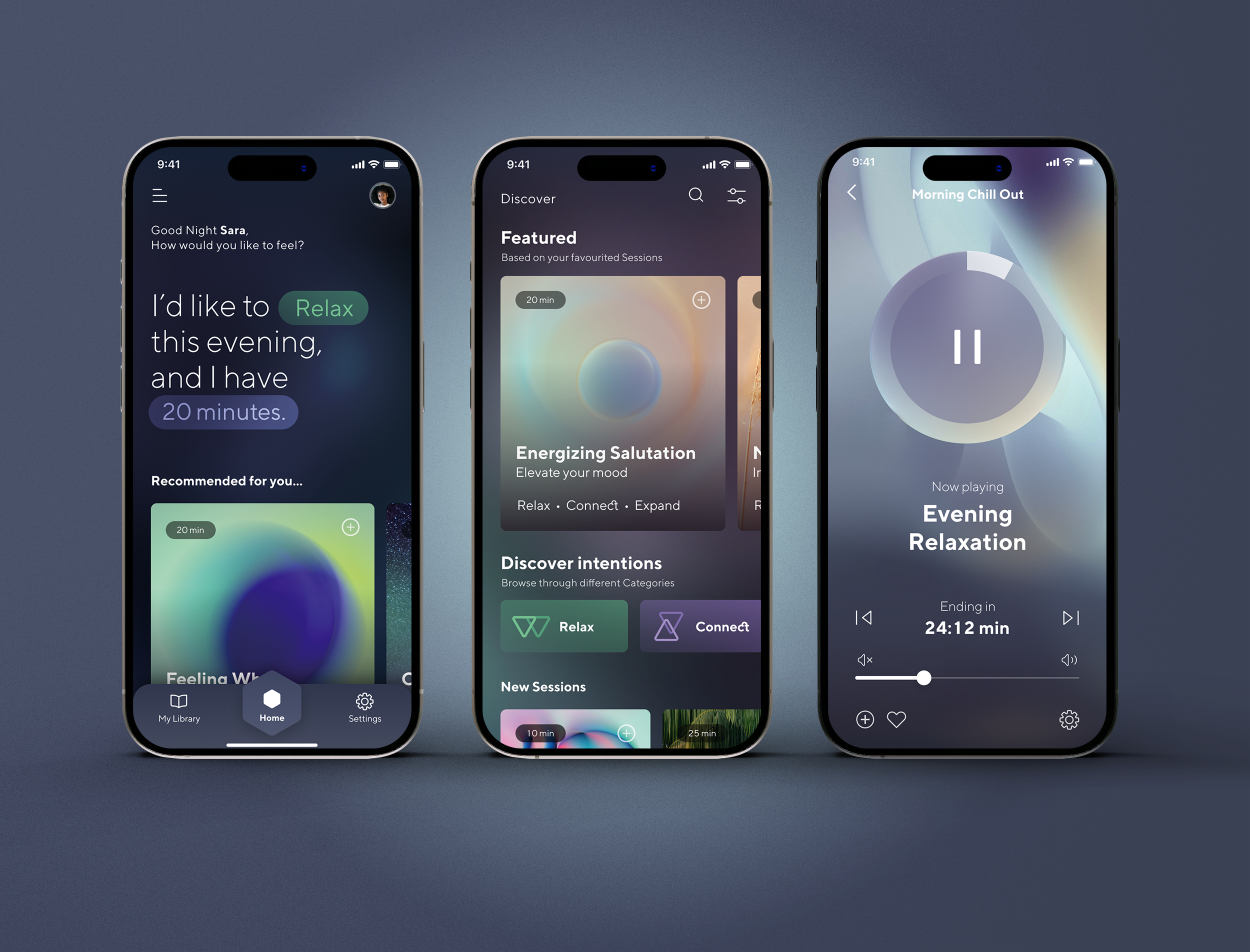 Health & Wellness App : Sound healing acoustic app design healing healthcare interactive interface opus sonic sound soundbed therapy ui wellness