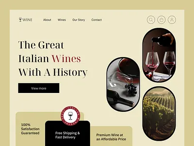 Elegant winery landing page design ui ux