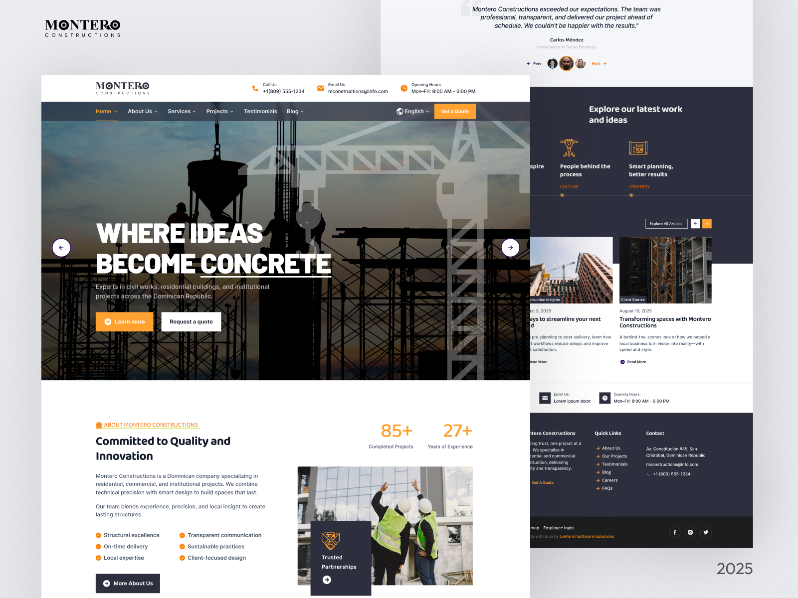 Montero Constructions – Landing Page Design branding building design figma landing landing page real state ui website