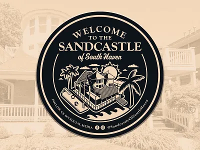 Rental Property Signage airbnb beach castle home house iowa lodge metal sign palm trees pool porch rental sand sandcastle sun vrbo waves