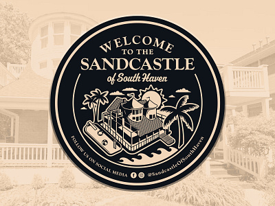 Rental Property Signage airbnb beach castle home house iowa lodge metal sign palm trees pool porch rental sand sandcastle sun vrbo waves