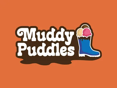Muddy Puddles Logo deli ice cream ice cream logo ice cream shop mud logo muddy puddles rain boots rain boots logo rainy restaurant logo shop logo