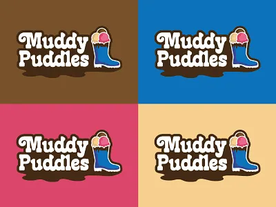 Muddy Puddles Logo deli restaurant logo ice cream ice cream logo ice cream shop iowa mud logo muddy puddles rain boots rain boots logo rainy shop logo