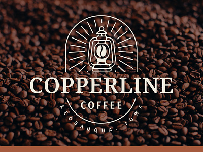 Copperline Coffee Logo business logo coffee coffee badge coffee bean coffee design coffee logo coffee shop coffee shop logo copper copperline copperline logo iowa iowa logo lantern lantern logo restaurant logo