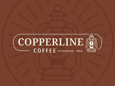 Copperline Coffee Logo business logo coffee coffee badge coffee bean coffee design coffee logo coffee shop coffee shop logo copper copperline copperline logo iowa iowa logo lantern lantern logo restaurant logo