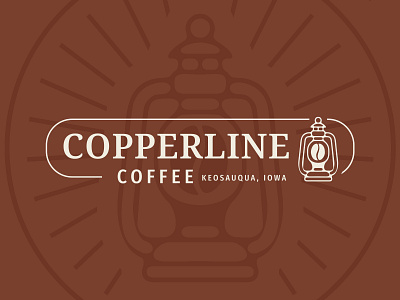 Copperline Coffee Logo business logo coffee coffee badge coffee bean coffee design coffee logo coffee shop coffee shop logo copper copperline copperline logo iowa iowa logo lantern lantern logo restaurant logo