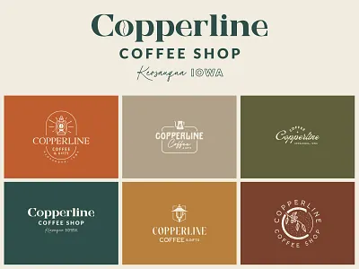 Copperline Coffee Shop Logo Concepts business logo coffee coffee badge coffee bean coffee design coffee logo coffee shop coffee shop logo copper copperline copperline logo iowa iowa logo lantern lantern logo restaurant logo