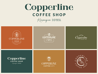 Copperline Coffee Shop Logo Concepts business logo coffee coffee badge coffee bean coffee design coffee logo coffee shop coffee shop logo copper copperline copperline logo iowa iowa logo lantern lantern logo restaurant logo