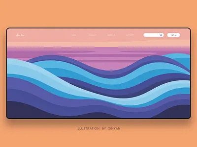 Stylized Ocean Waves Landscape Illustration adventure blue and purple digital art environment illustration landscape illustration minimalist art modern design nature scenery ocean waves outdoor sea landscape stylized waves tranquil background travel uiux background vector vector illustration web