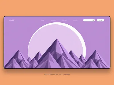 Geometric Violet Mountain Range Illustration adventure environment geometric design illustration landing page landscape illustration minimalist mountain mountain range outdoor polygonal art travel vector art violet purple web website header xinyan