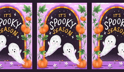 It's Spooky Season ghosts greeting card greeting card design halloween hand lettering illustration lettering pumpkin spooky spooky season typography