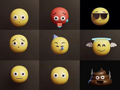 3D emoji animations 3d 3d animation animation blender branding cartoon cute design emoji emoji set emoticon emoticons fun illustration illustrations looping motion graphics resources stylized ui