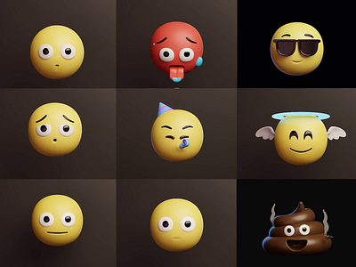 3D emoji animations 3d 3d animation animation blender branding cartoon cute design emoji emoji set emoticon emoticons fun illustration illustrations looping motion graphics resources stylized ui
